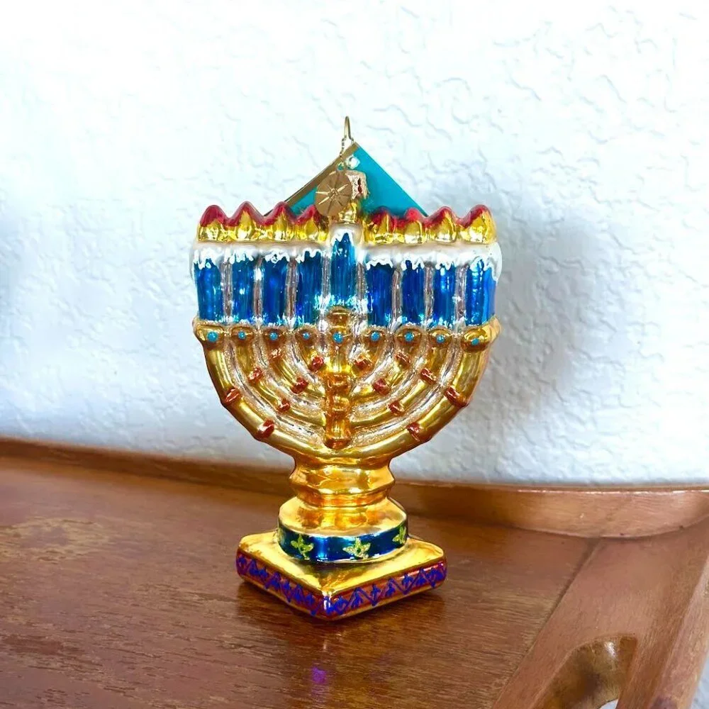 Christopher Radko Miracle of Light Menorah Glass Ornament